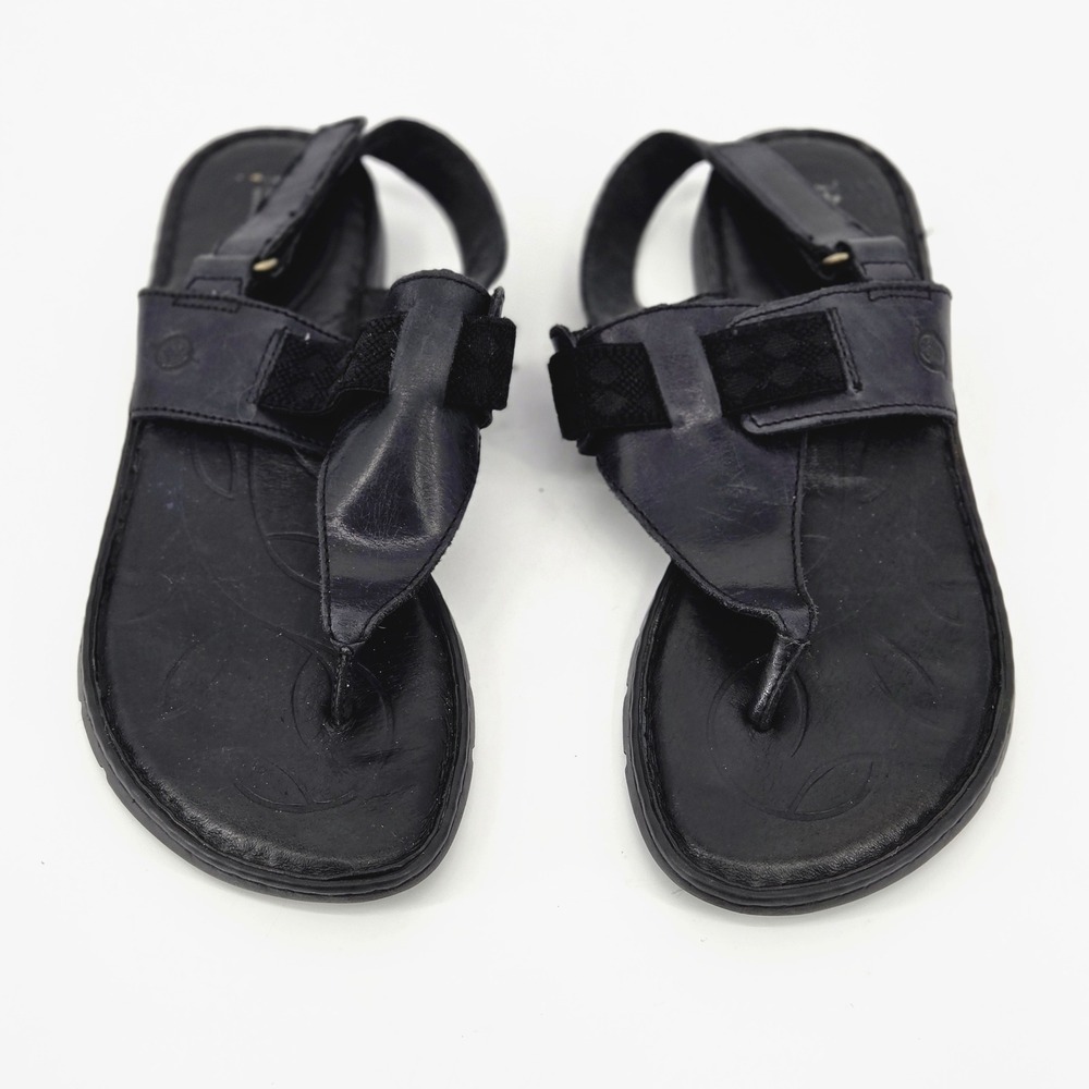 Born Mai Black Leather Comfort Gladiator Thong Slingback Sandal Women Size 9M